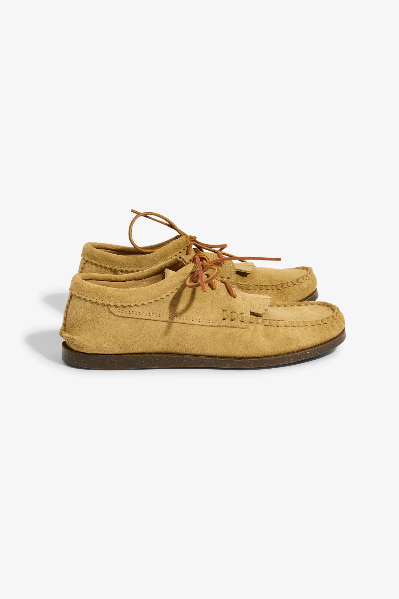 Yuketen Blucher Kiltie Camp Sole Leather Moccasin – FO Khaki | Centre Commercial